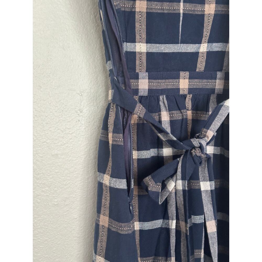 Revolve J.O.A. Tie Shoulder Plaid Mini Dress Navy Blue Preppy casual retail $95 - Picture 8 of 9
